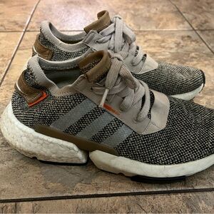 Adidas Brown Knit Sneakers with Tan Accents